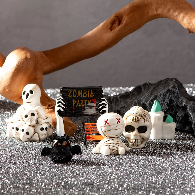 Micro Landscape Halloween Decoration Accessories Mummy Skull Rabbit Magic House Ghost Pumpkin Small Ornament Miniatures
