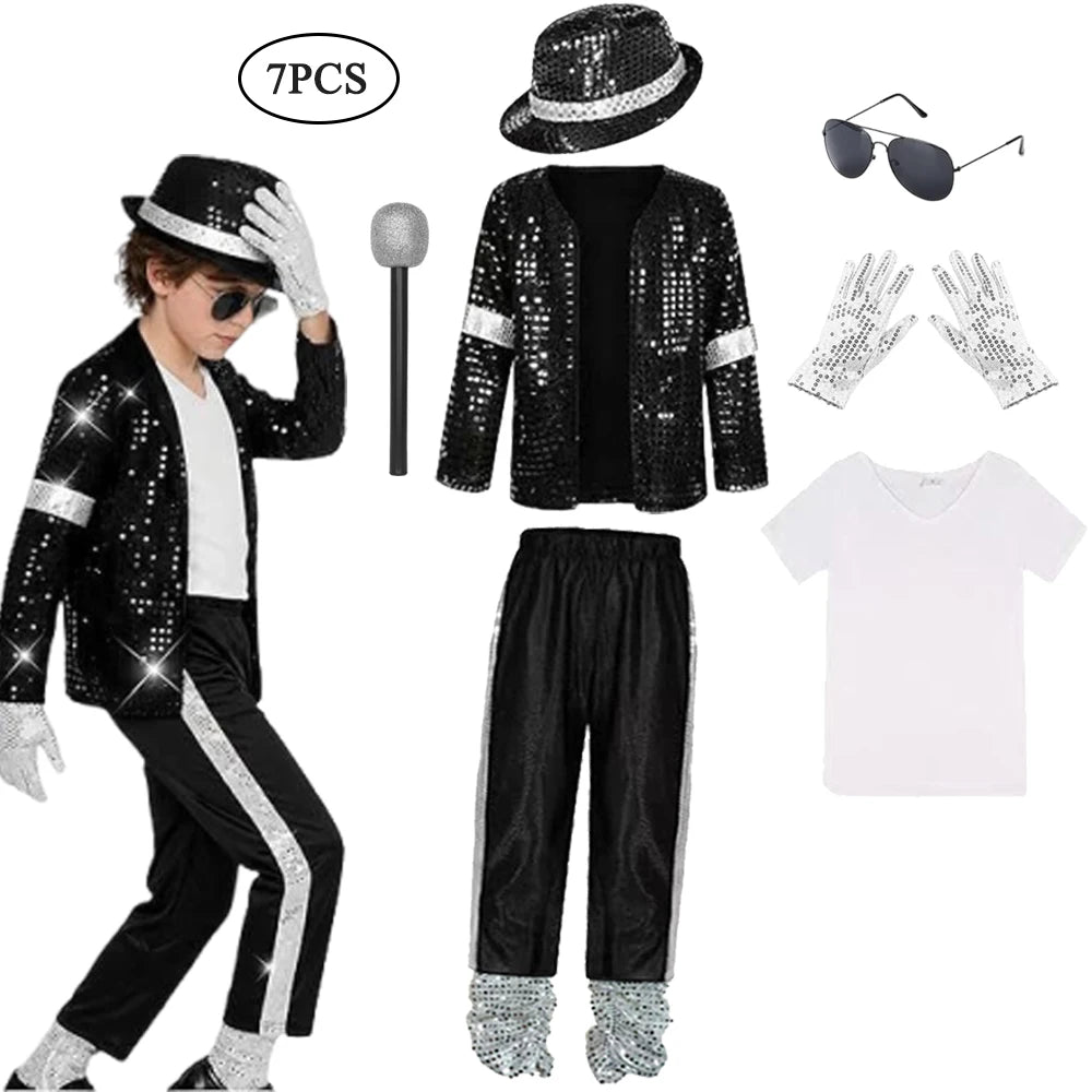 Kids Halloween Cosplay Superstar Singer Michael Jackson Clothes Dance Performance Children's Costume Boys Girls Outfits