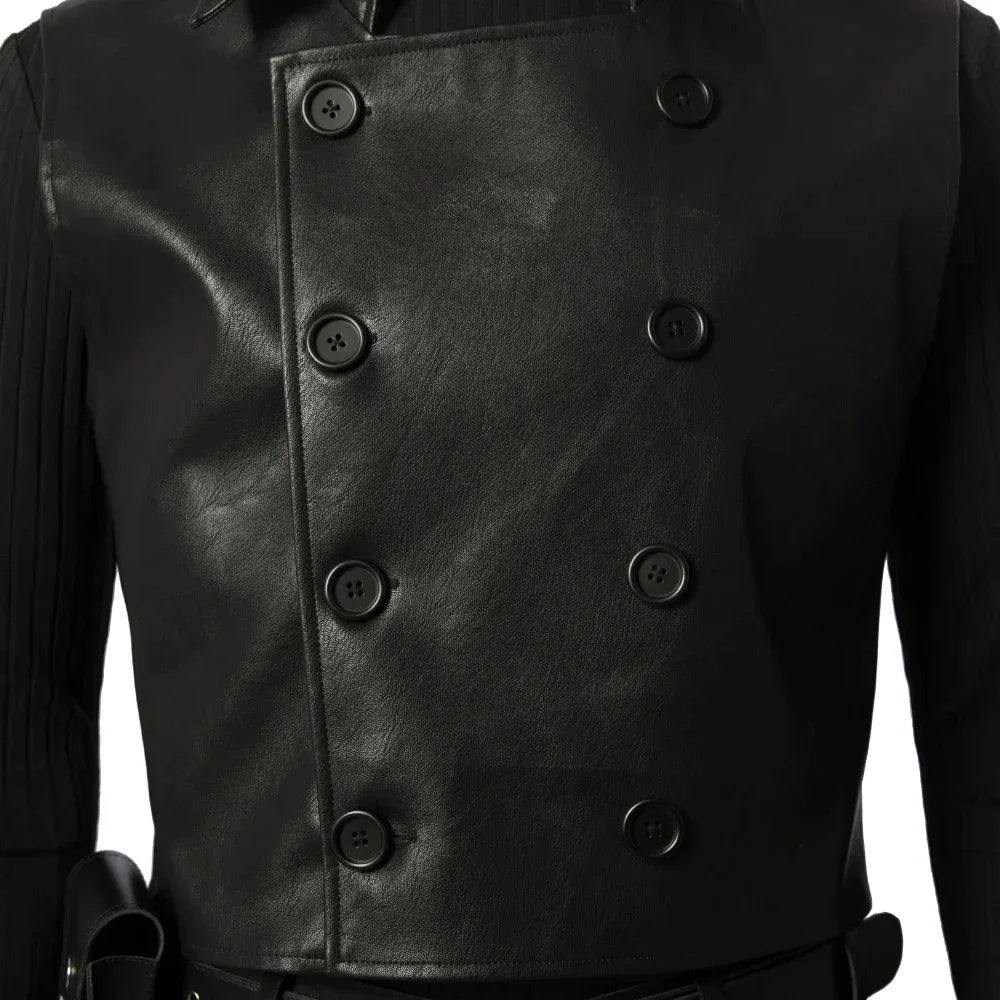 Black Man Noir Cosplay Costume Long Trench Coat Leather Vest Full Set and Individual Items Are Sold Superhero Halloween Costumes