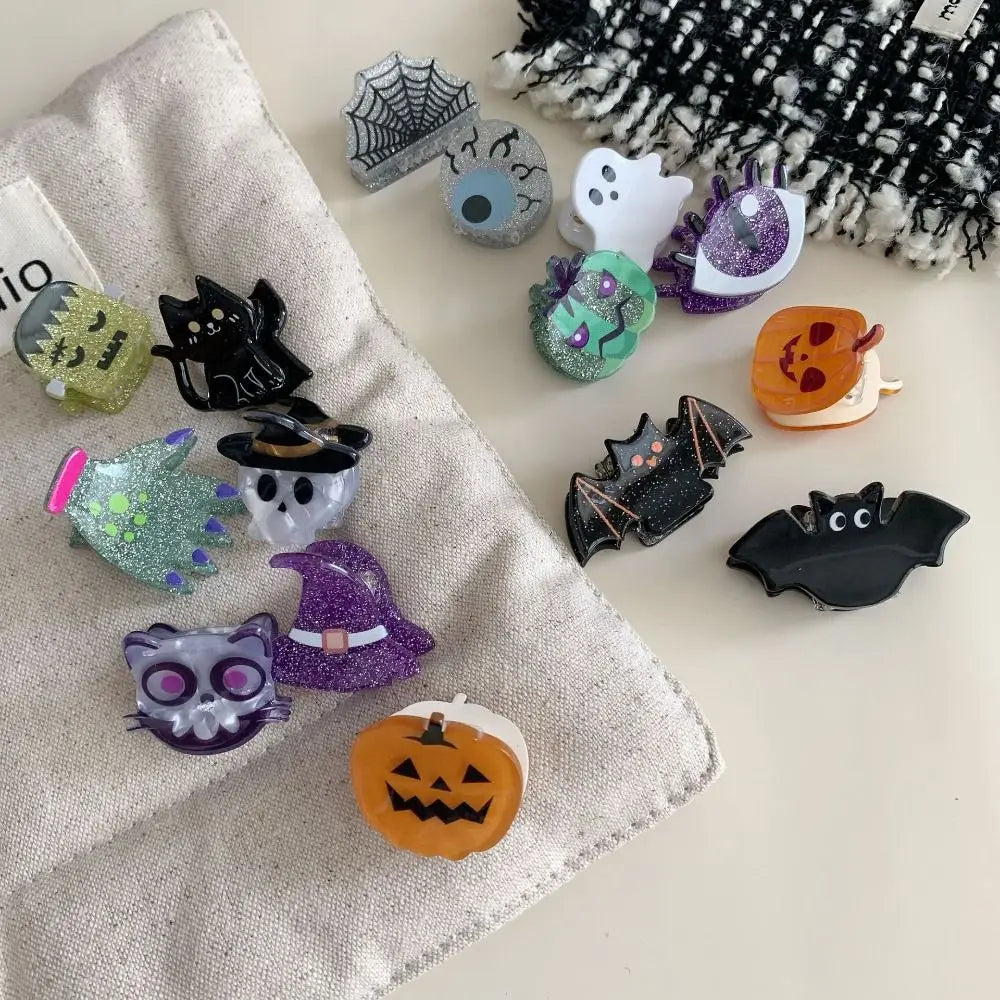 Fashion Creative Small Bat Pumpkin Shape Hairpin Halloween Festive Hair Clip Children Girl Four Seasons Party Headwear