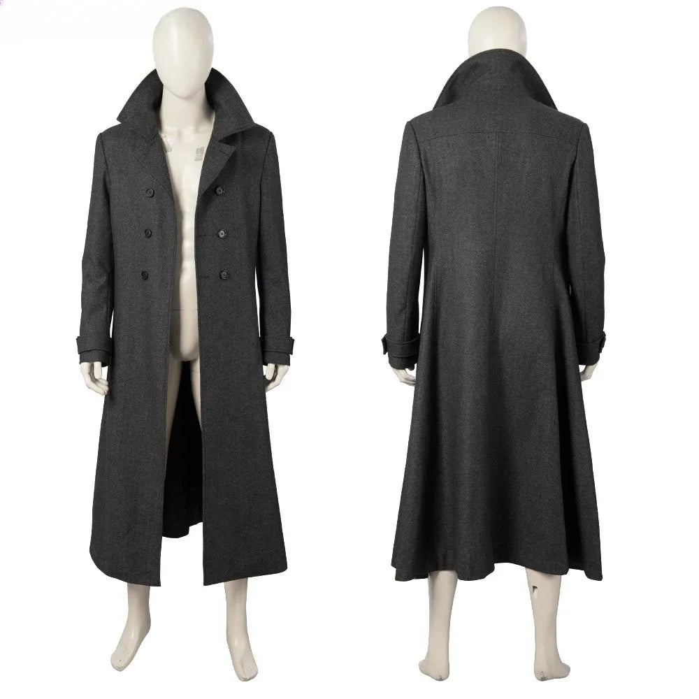 Black Man Noir Cosplay Costume Long Trench Coat Leather Vest Full Set and Individual Items Are Sold Superhero Halloween Costumes