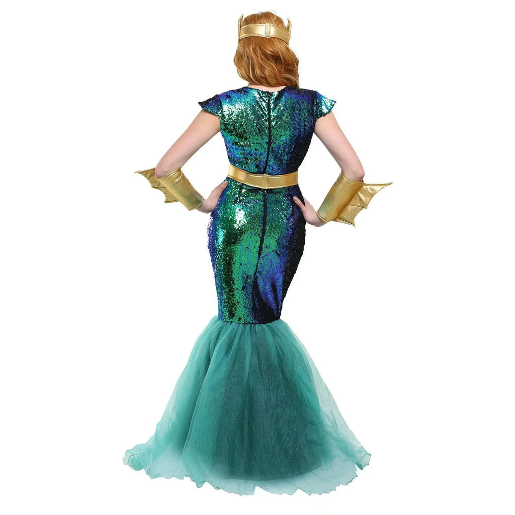 Couple Neptune King Sea Siren Mermaid Queen Costume Men Poseidon Costumes Fantasia Halloween Purim Carnival Mardi Gras Dress up