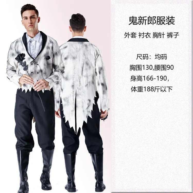 Women Halloween Vampire couple uniform Purim Cosplay Costumes men Horror Ghost Dead Zombie Corpse Bride costume Dress adult
