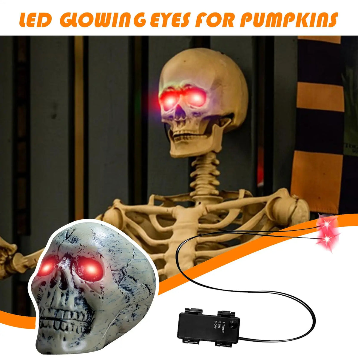 Glowing Eyes Halloween Decor with Timer LED Light Up Props for Skulls Pumpkins Tombstones Masks Halloween Party Decorations