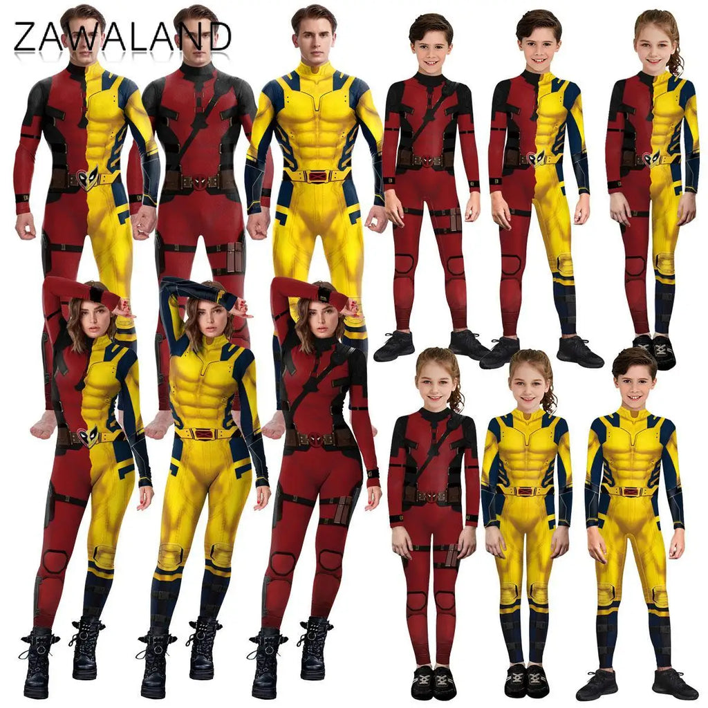 Wolverine Deadpool Costume Adult Boy Girl Cosplay Bodysuit Fancy Halloween Party Dress Up Novelty T-shirts Carnival Zentai Suit