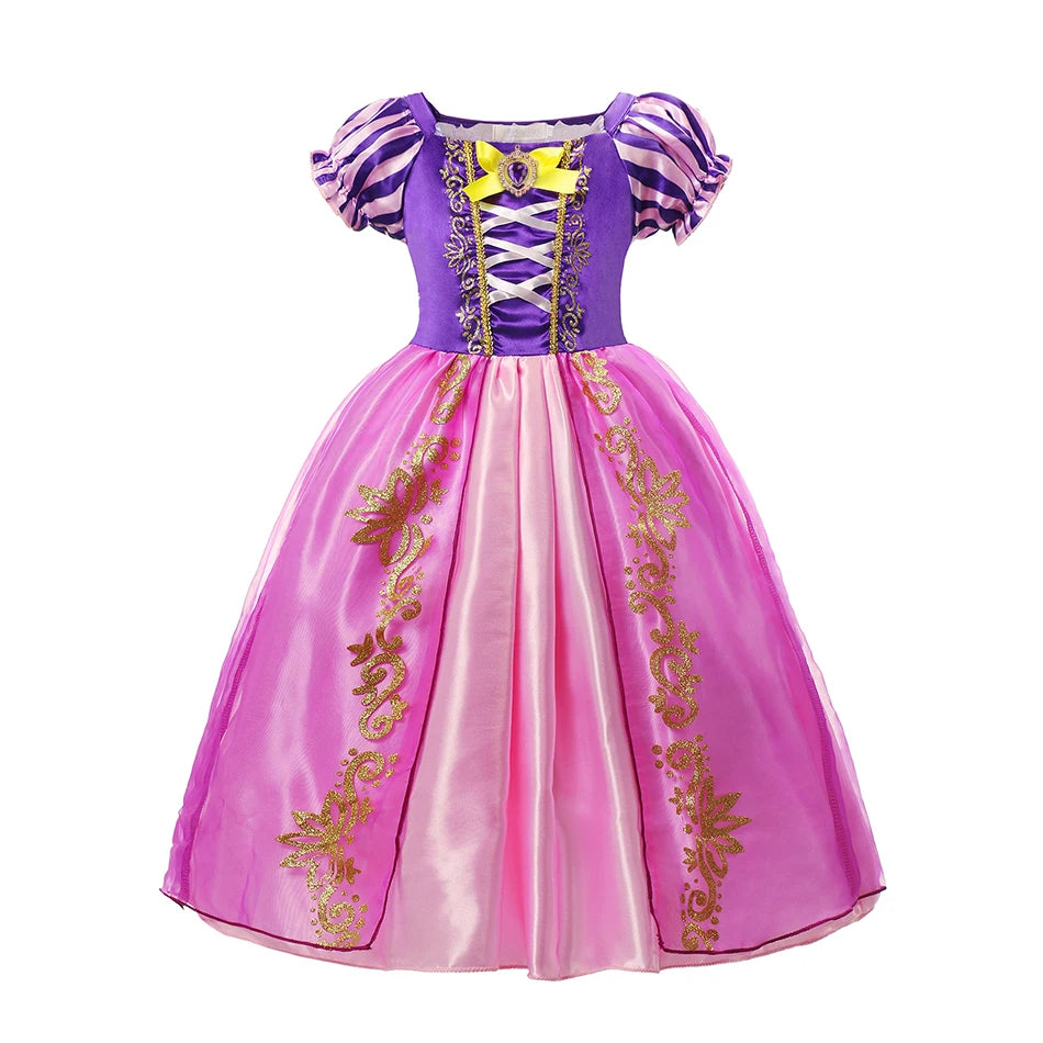 Girls Princess Dress Kids Elsa Anna Snow White Aurora Belle Rapunzel Peach Halloween Costume Children Birthday Party Clothes