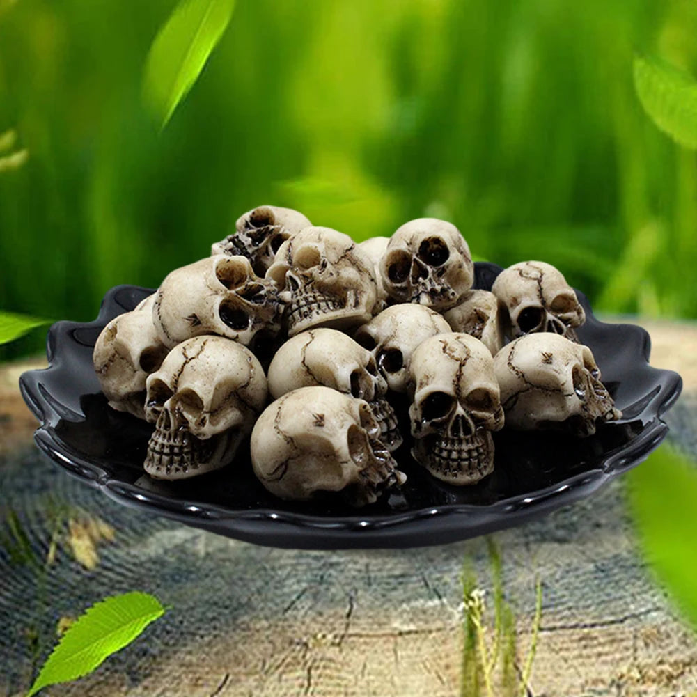 20-60Pcs Skull Sculptures Collectable Halloween Decorative Skeleton Model Festival Theme Landscape Garden Potted Plant Decor