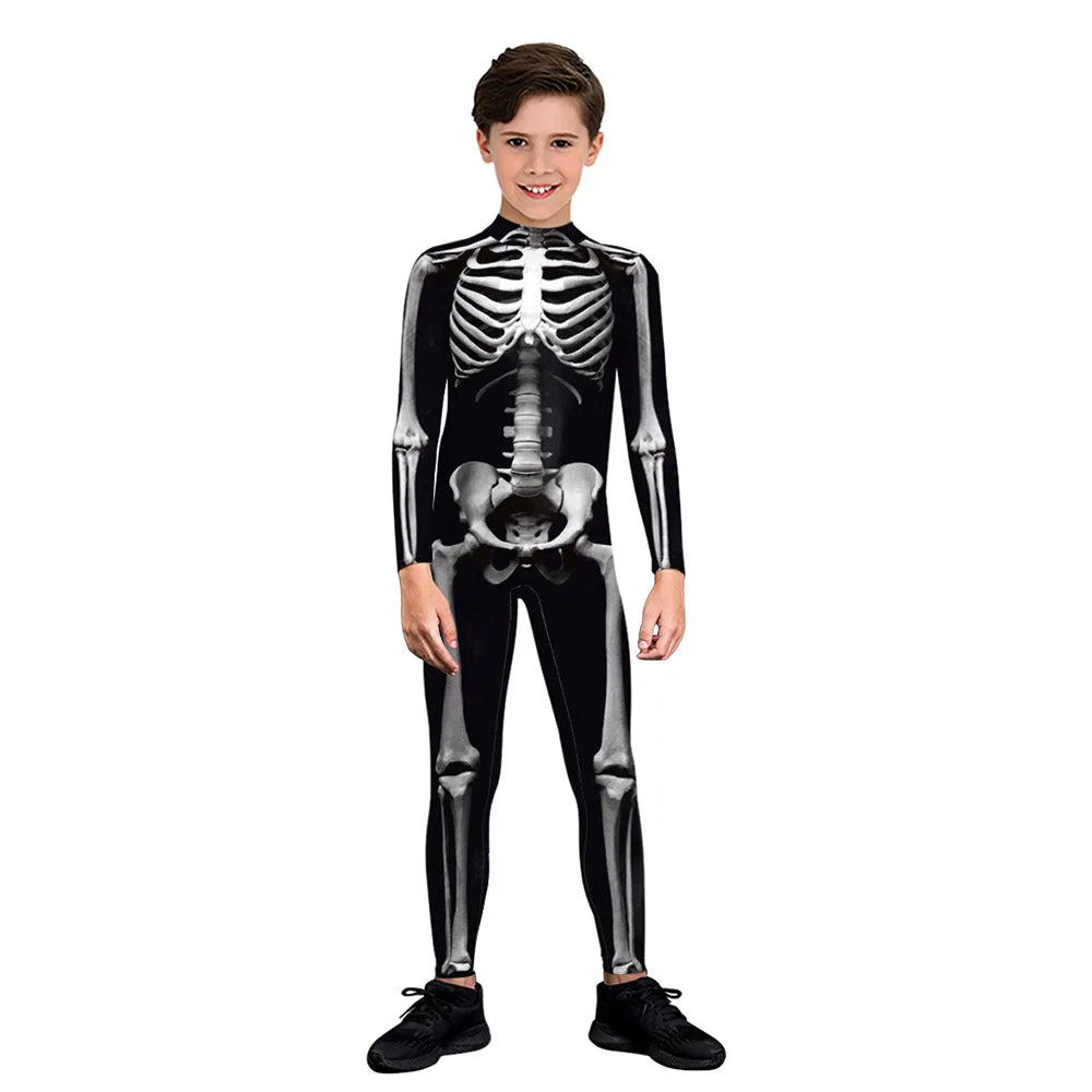 Kids Muscle Skeleton Superhero Cosplay Bodysuit Boys Girls Hero Attack on Titan Jumpsuit Halloween Party Game Zentai Suit