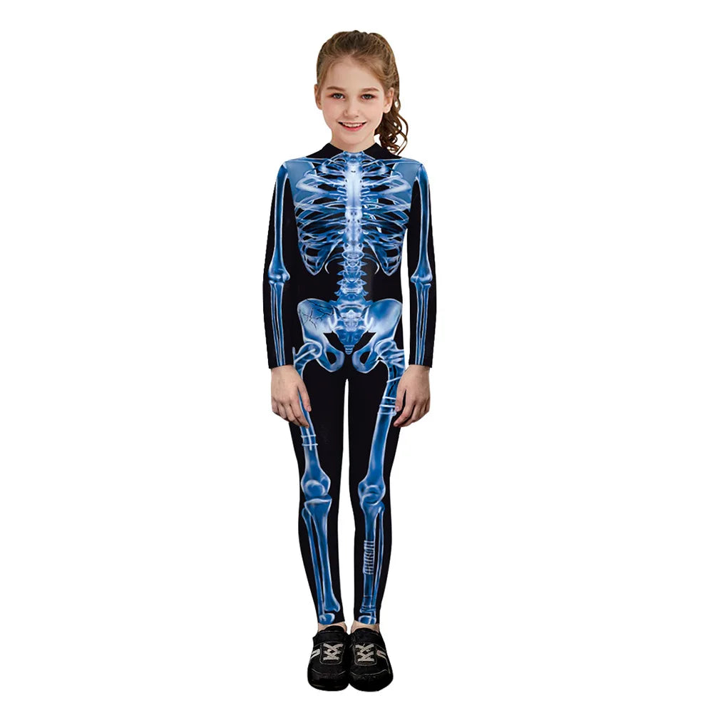 Kids Muscle Skeleton Superhero Cosplay Bodysuit Boys Girls Hero Attack on Titan Jumpsuit Halloween Party Game Zentai Suit