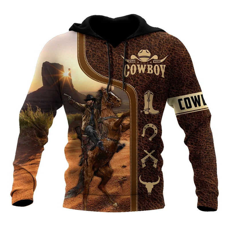West Cowboy Cosplay Hoodies Men Women Clothing Santa Claus Hoodie Sweatshirt Comforts Long Sleeved Pullover Tops Streetwear