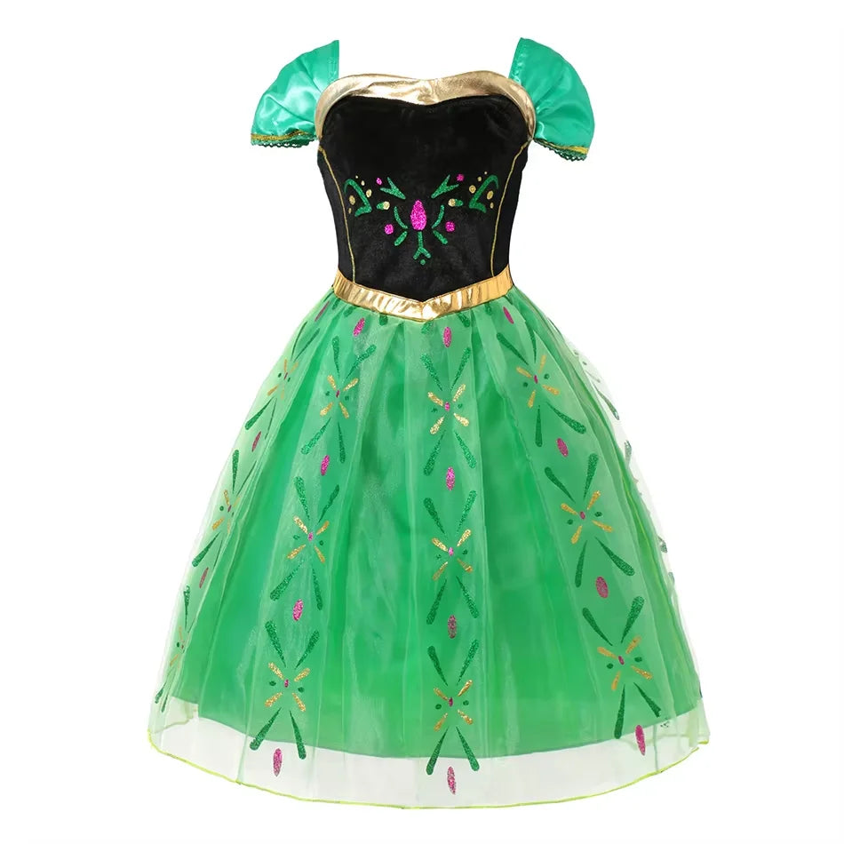 Girls Princess Dress Kids Elsa Anna Snow White Aurora Belle Rapunzel Peach Halloween Costume Children Birthday Party Clothes