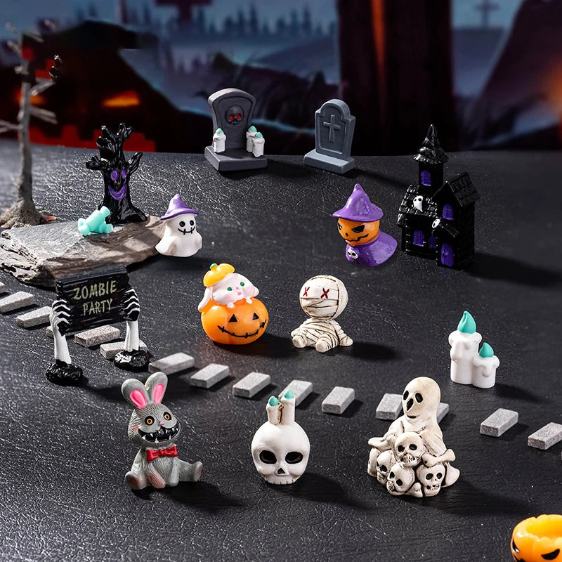 Micro Landscape Halloween Decoration Accessories Mummy Skull Rabbit Magic House Ghost Pumpkin Small Ornament Miniatures