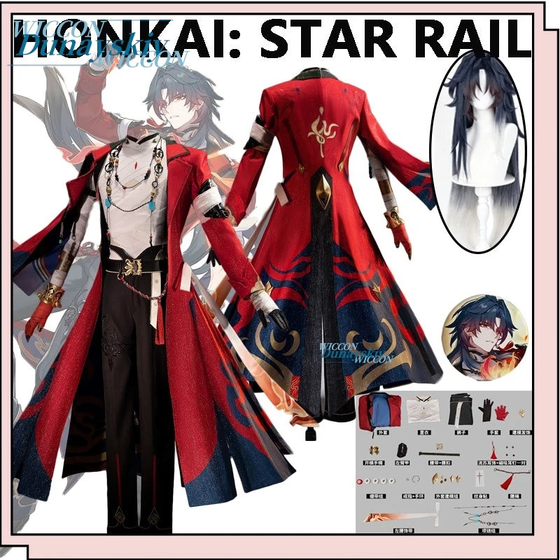 Honkai Star Rail New Skin Mortenax Blade Cosplay Costume Wig Uniform Outfit Earrings Planarcadia Halloween Party