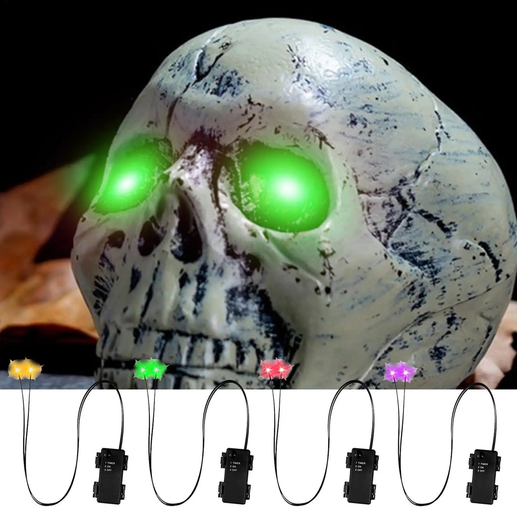 Glowing Eyes Halloween Decor with Timer LED Light Up Props for Skulls Pumpkins Tombstones Masks Halloween Party Decorations