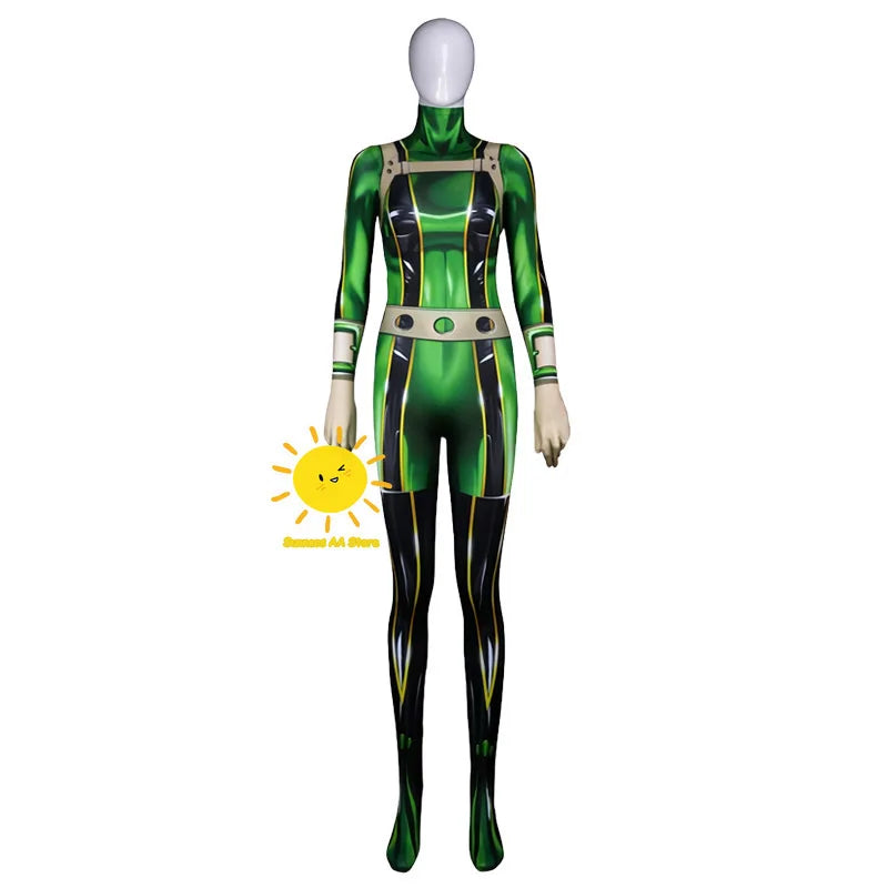 Anime Asui Tsuyu Ochaco Uraraka Cosplay My Hero Academia Cosplay Costumes Uniform Jumpsuit Froppy Suit Halloween Party Cos Women