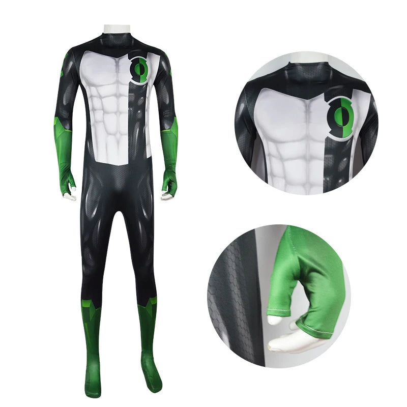 Superhero Green Lantern G.L Cosplay Costume Jumpsuits Zentai Suit Halloween Bodysuit Adults Prop