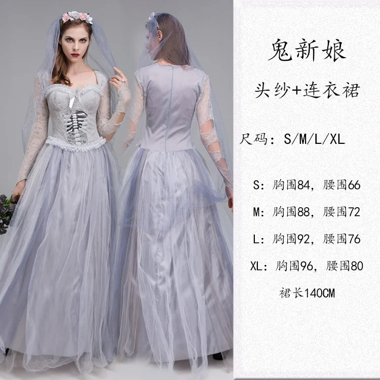 Women Halloween Vampire couple uniform Purim Cosplay Costumes men Horror Ghost Dead Zombie Corpse Bride costume Dress adult