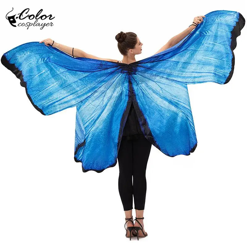 Blue Butterfly Cloak Skeleton Jumpsuit Halloween Cosplay Costume Witch Bodysuit Women Catsuit Funny Carnival Performance Outfit