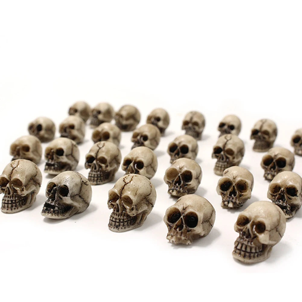 20-60Pcs Skull Sculptures Collectable Halloween Decorative Skeleton Model Festival Theme Landscape Garden Potted Plant Decor