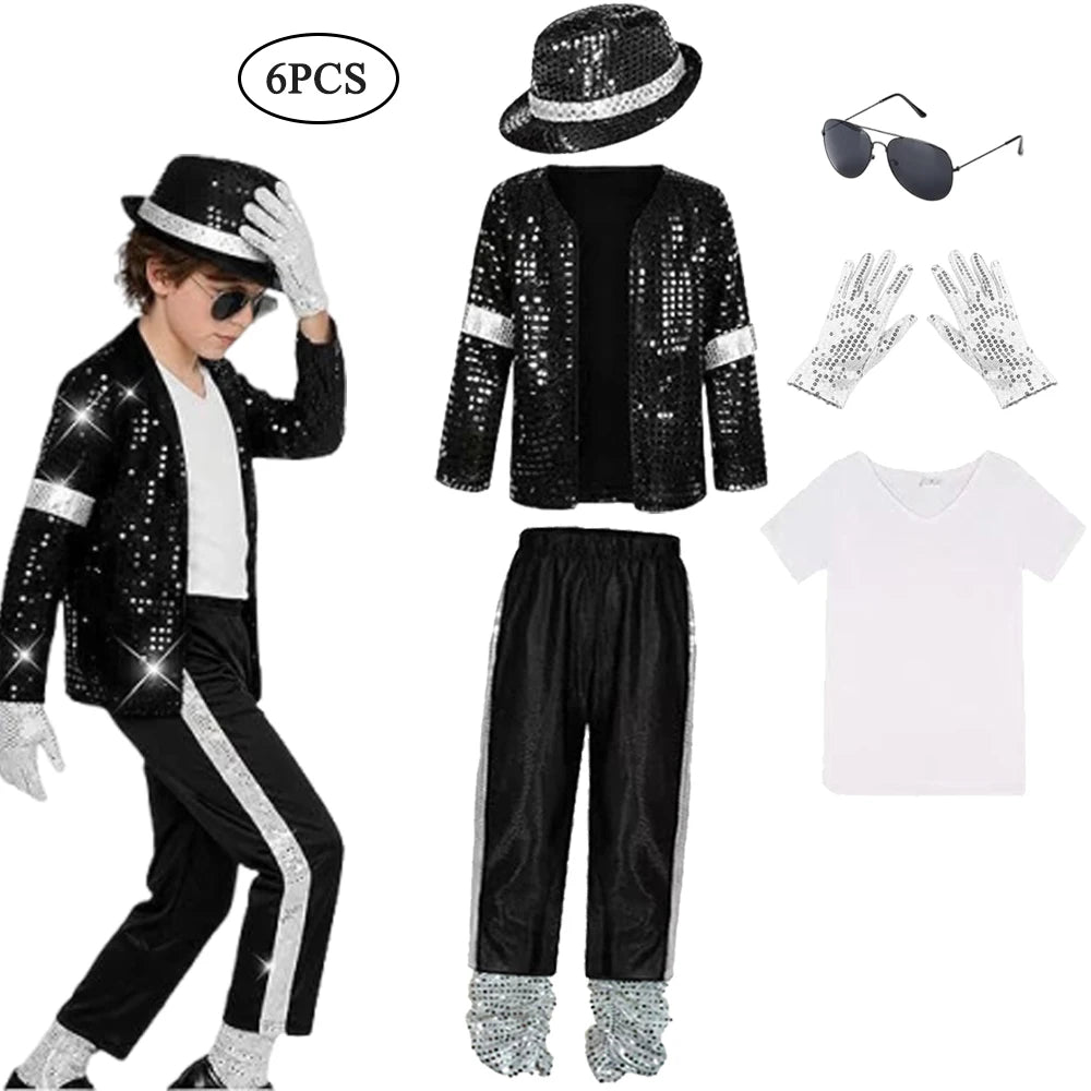 Kids Halloween Cosplay Superstar Singer Michael Jackson Clothes Dance Performance Children's Costume Boys Girls Outfits