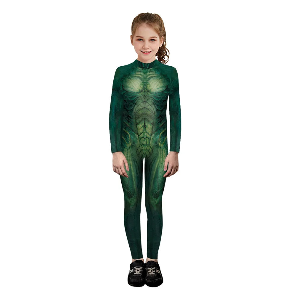 Kids Muscle Skeleton Superhero Cosplay Bodysuit Boys Girls Hero Attack on Titan Jumpsuit Halloween Party Game Zentai Suit