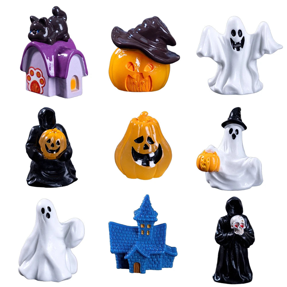 5pcs/10pcs Halloween Grim Reaper Ghost Dolls Miniature Landscape DIY Decor Accessories Mini Desktop Ornaments Halloween Decor