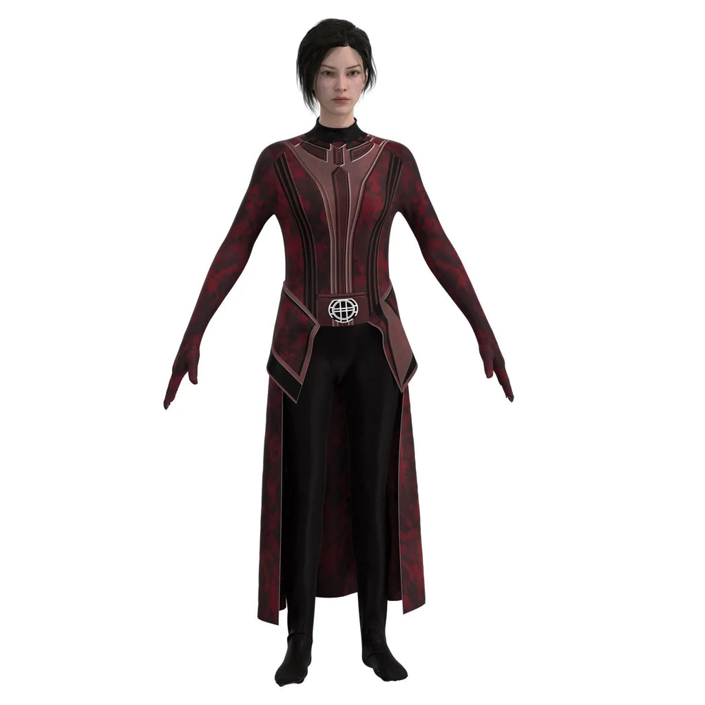 Scarlet Cosplay Witch Maximoff Wanda Vision Cosplay Costume Headwear Cloak and Pants Full Set Outfit Halloween