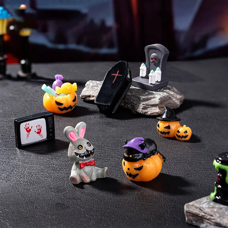 Micro Landscape Halloween Decoration Accessories Mummy Skull Rabbit Magic House Ghost Pumpkin Small Ornament Miniatures
