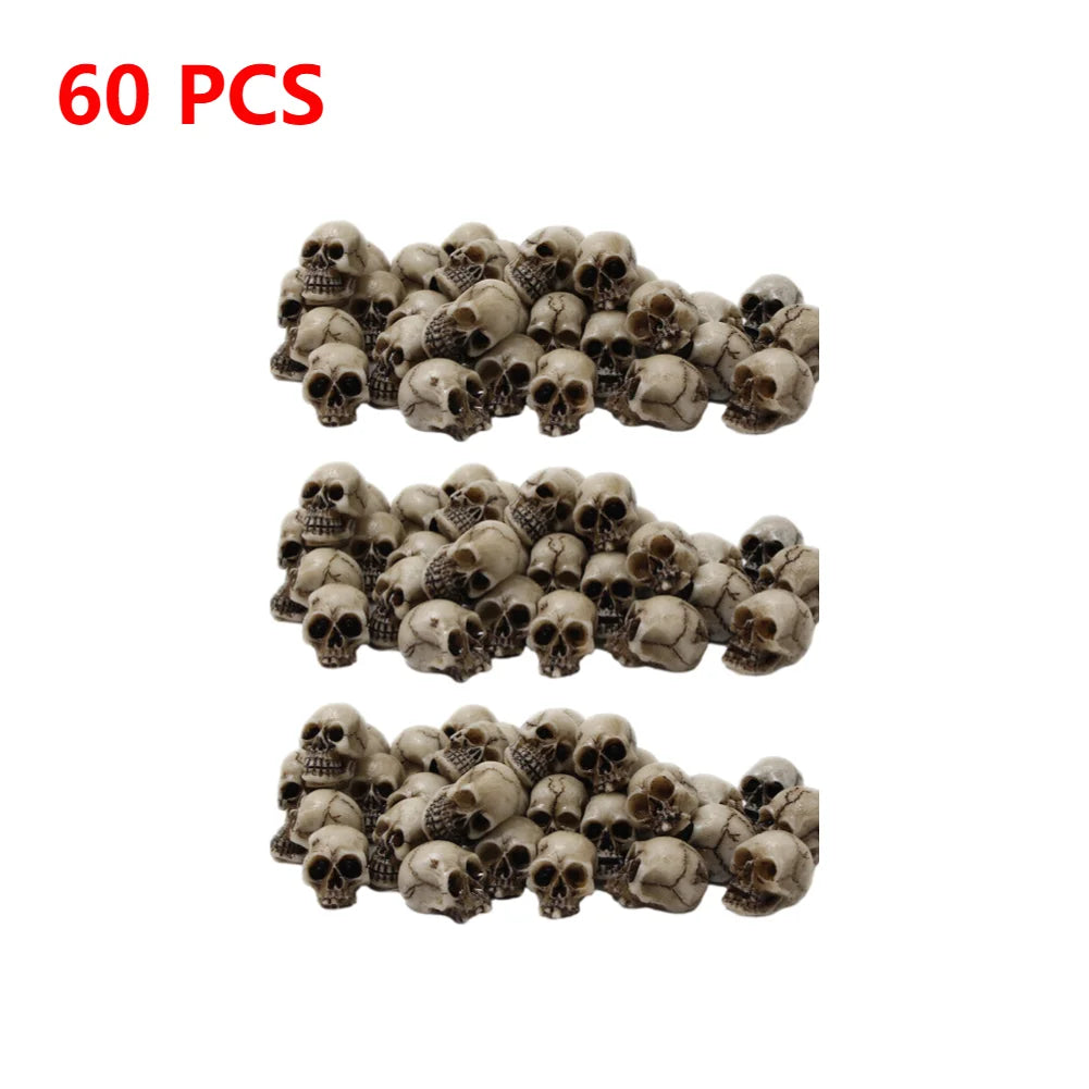 20-60Pcs Skull Sculptures Collectable Halloween Decorative Skeleton Model Festival Theme Landscape Garden Potted Plant Decor
